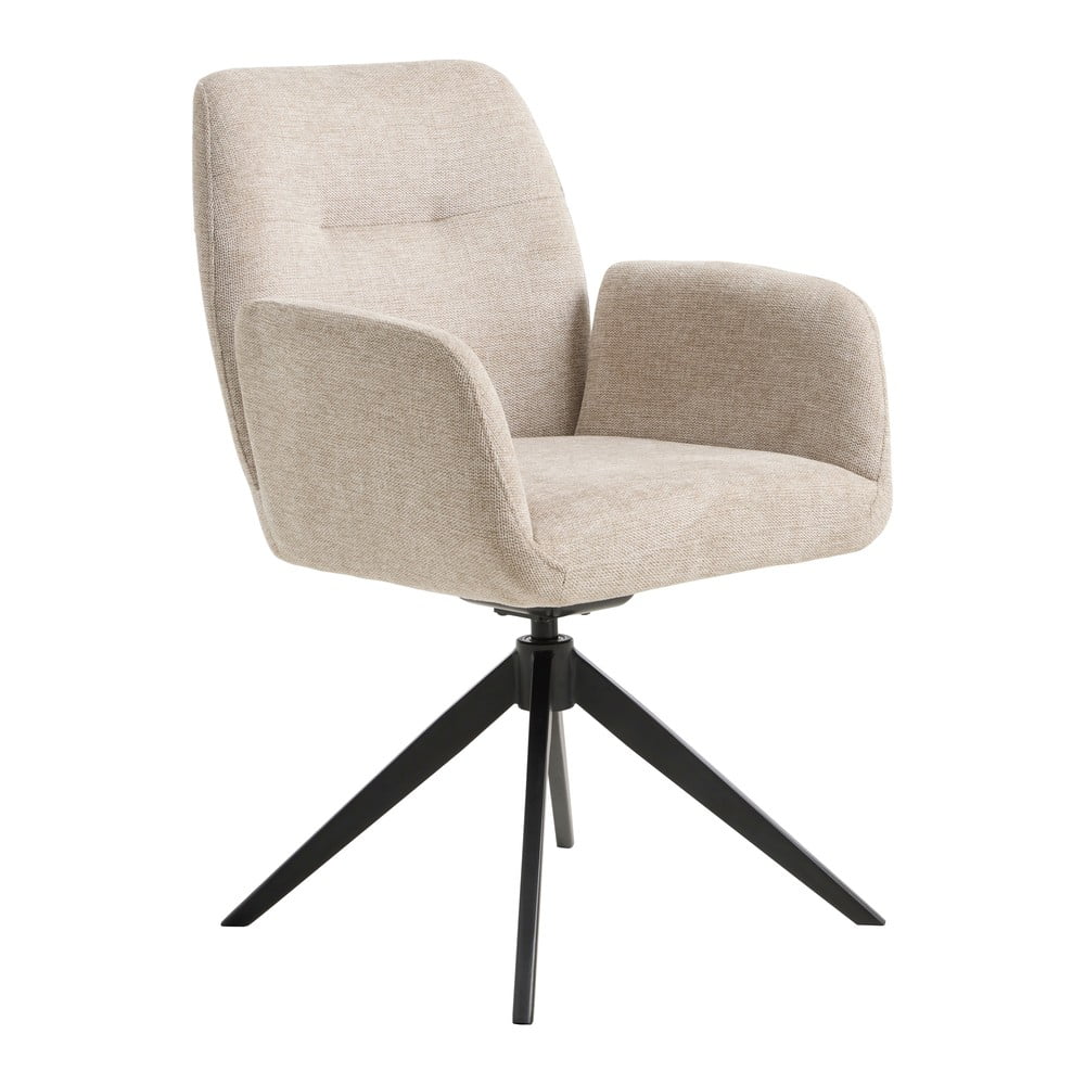 Krémovobiele čalúnené jedálenské kreslo s podrúčkami Roxana – Unique Furniture