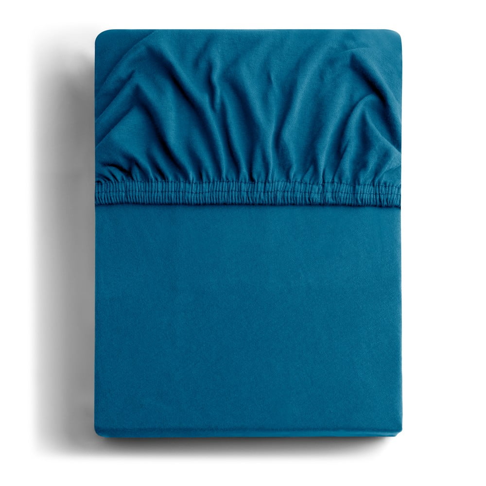 Napínacia plachta jersey v petrolejovej farbe 140x200 cm Amber – Restilo