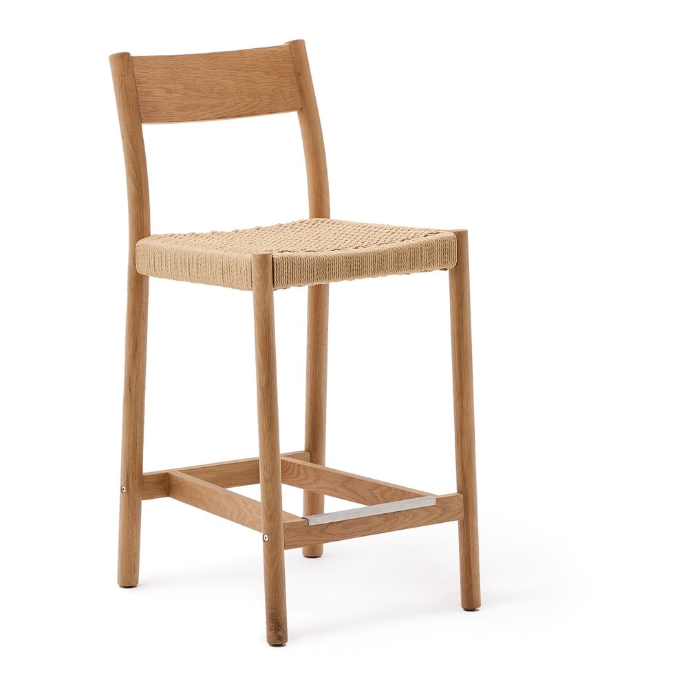 Barová stolička z dubového dreva v prírodnej farbe (výška sedadla 65 cm) Yalia – Kave Home