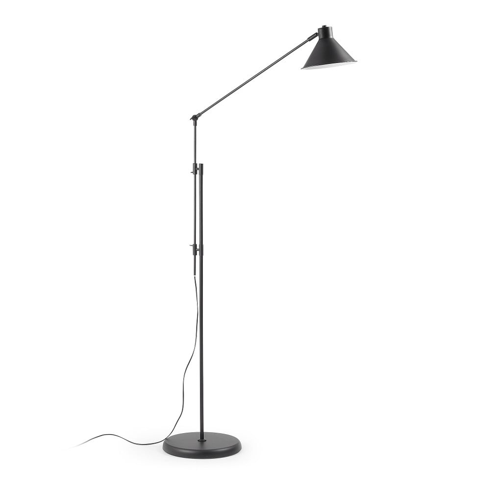 Čierna stojacia lampa s kovovým tienidlom (výška 220 cm) Dione – Kave Home