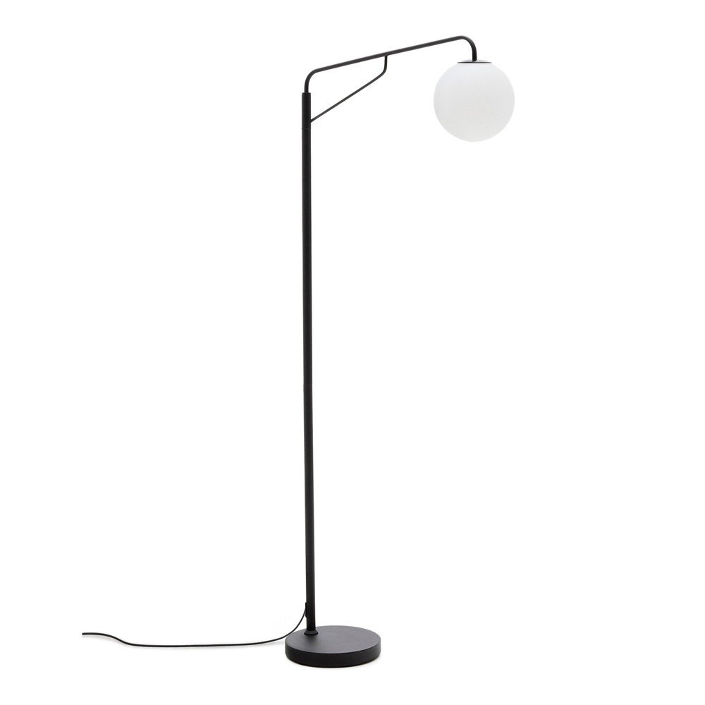 Biela/čierna stojacia lampa so skleneným tienidlom (výška  164 cm) Eilo – Kave Home