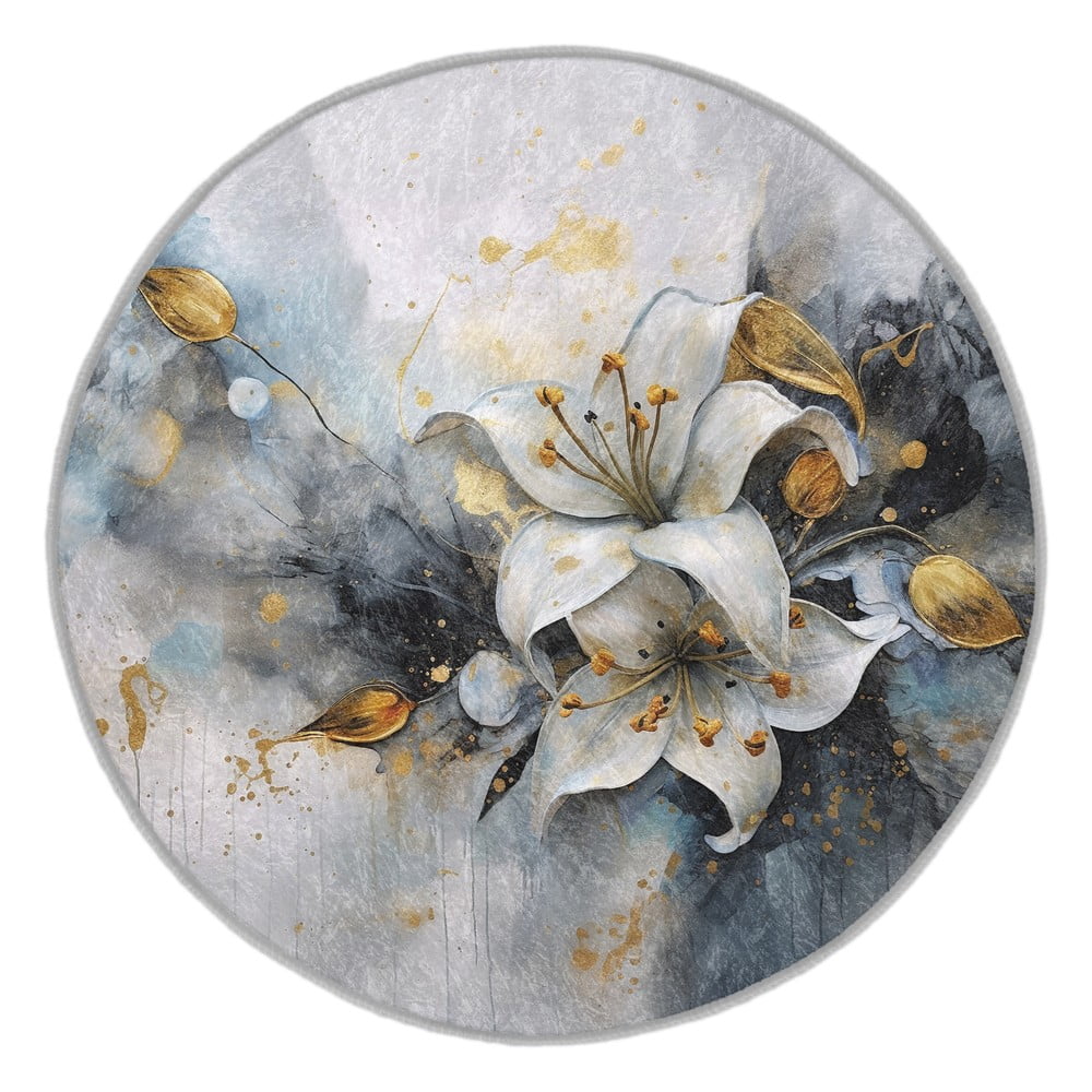 Modro-sivý prateľný okrúhly koberec ø 80 cm Golden Lilly – Mila Home