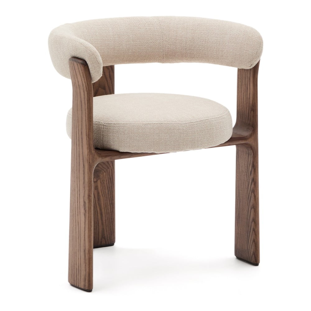 Hnedé/béžové jedálenské kreslo s podrúčkami z jaseňového dreva Granite – Kave Home