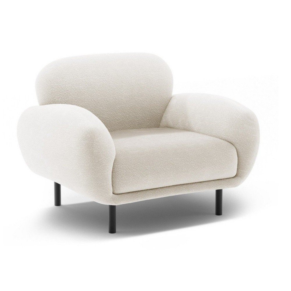 Biele kreslo z textílie buklé Poppy – Micadoni