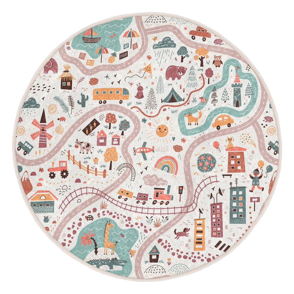 Prateľný detský hrací koberec ø100 cm Furry World – Mila Home
