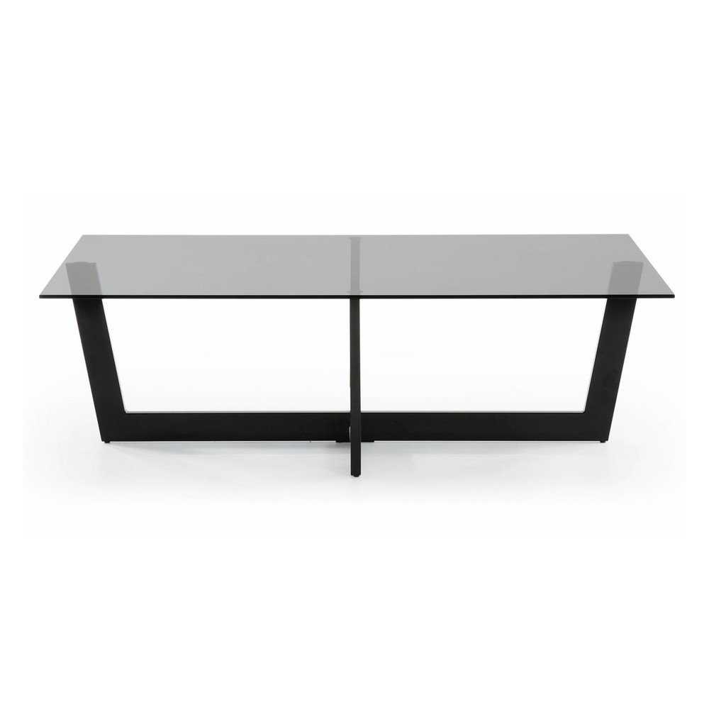 Čierny konferenčný stolík so sklenenou doskou 70x120 cm Plam – Kave Home