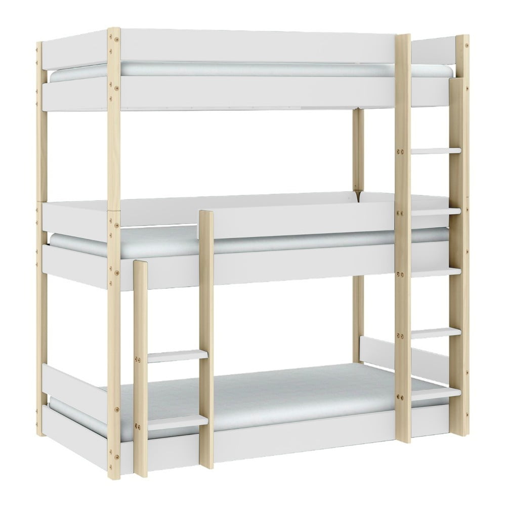 Poschodová detská posteľ v bielo-prírodnej farbe 90x190 cm Valka – Marckeric