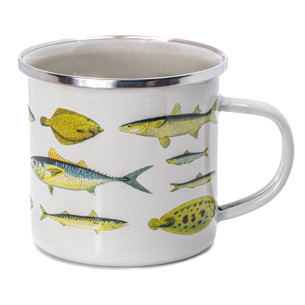 Biely/zelený hrnček 310 ml Vintage Fish – Sass & Belle