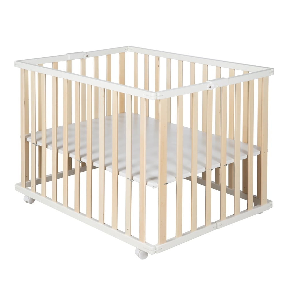 Detská ohrádka v bielo-prírodnej farbe 100x75 cm – Roba