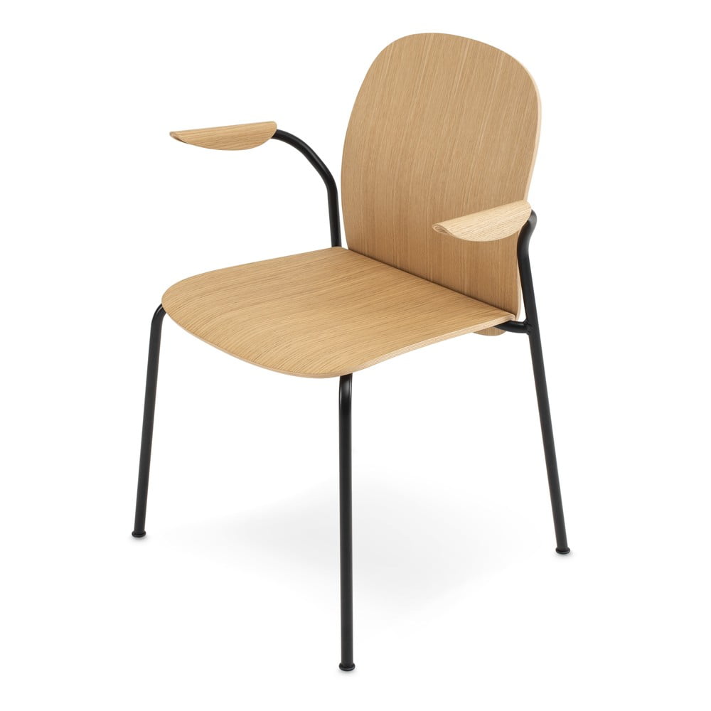 Jedálenské stoličky v súprave s podrúčkami/stohovateľné 2 ks v dekore duba v prírodnej farbe Book – Gazzda