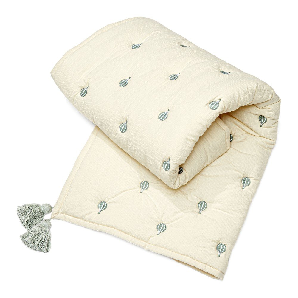 Svetložltá/modrá prešívaná detská deka z Bio bavlny 90x120 cm Balloon – Cam Cam Copenhagen