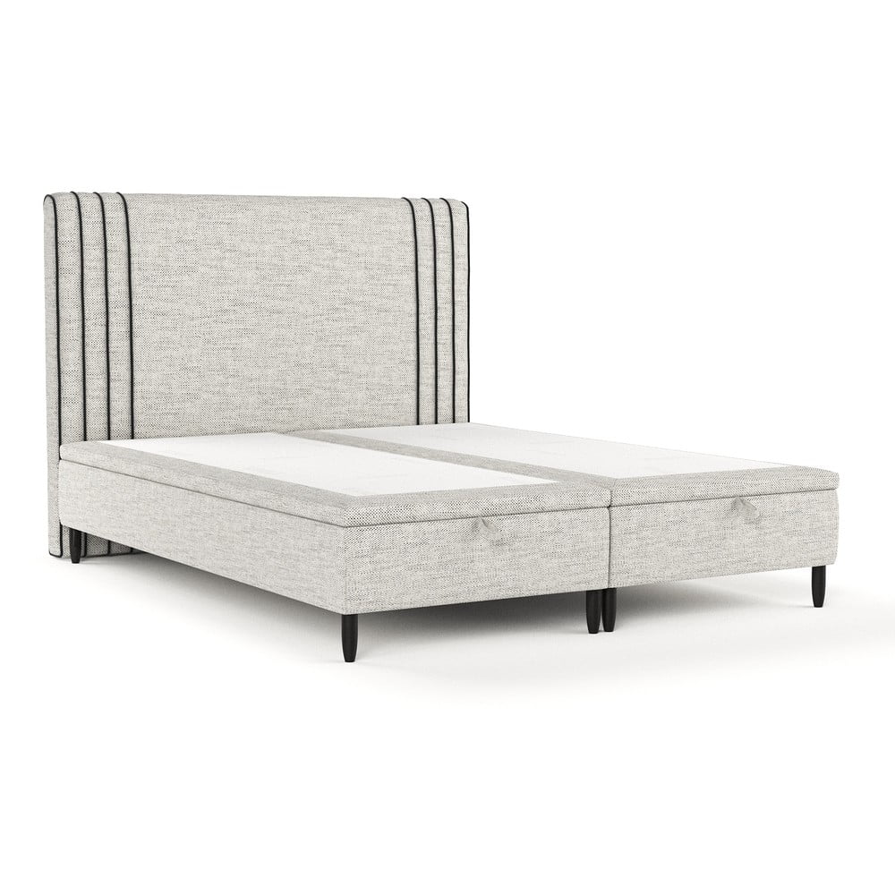 Svetlosivá čalúnená dvojlôžková posteľ s úložným priestorom 140x200 cm Musca – Maison de Rêve