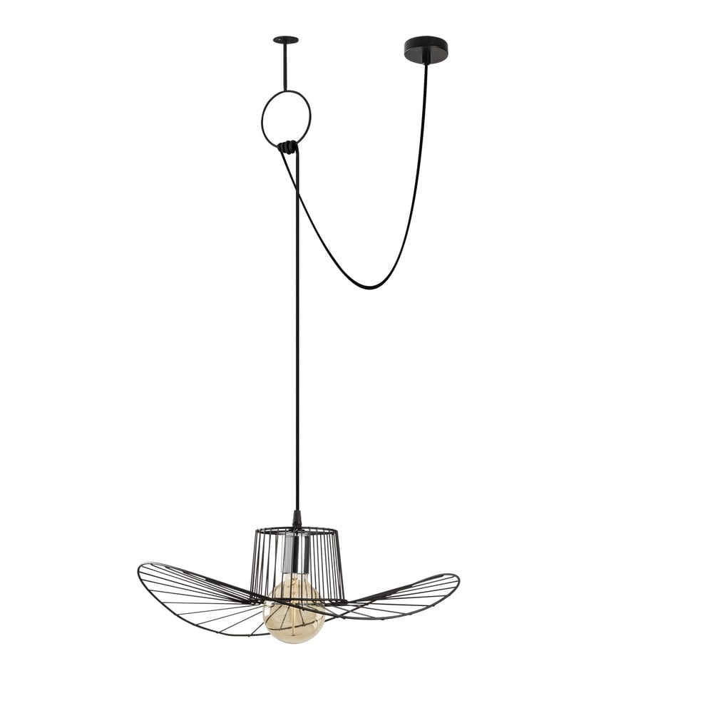 Čierne závesné svietidlo s kovovým tienidlom ø 50 cm Tel – Opviq lights