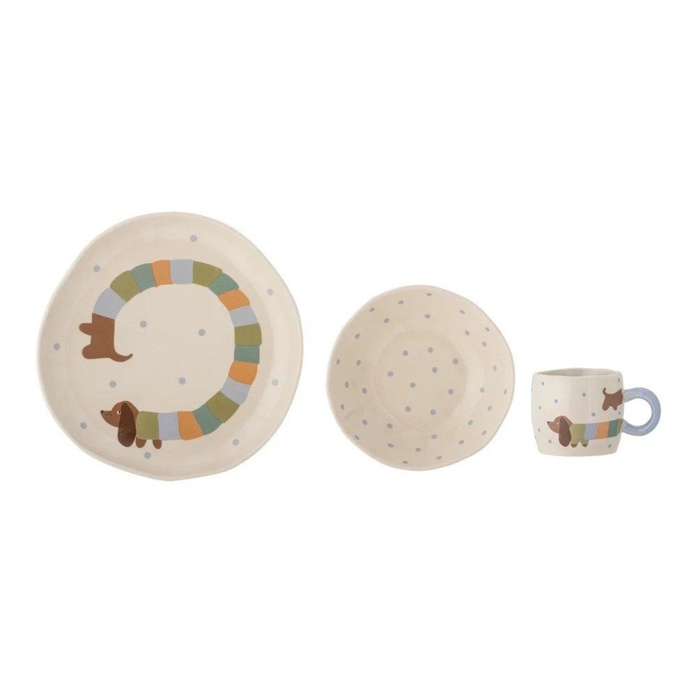 Kameninová detská jedálenská súprava 3 ks Charlie – Bloomingville Mini