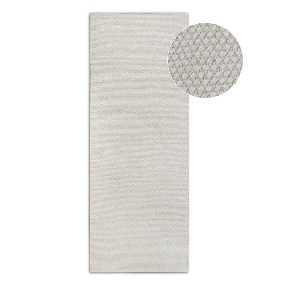 Krémovobiely ručne tkaný behúň s prímesou vlny 80x200 cm Pradesh Natural White – Elle Decoration